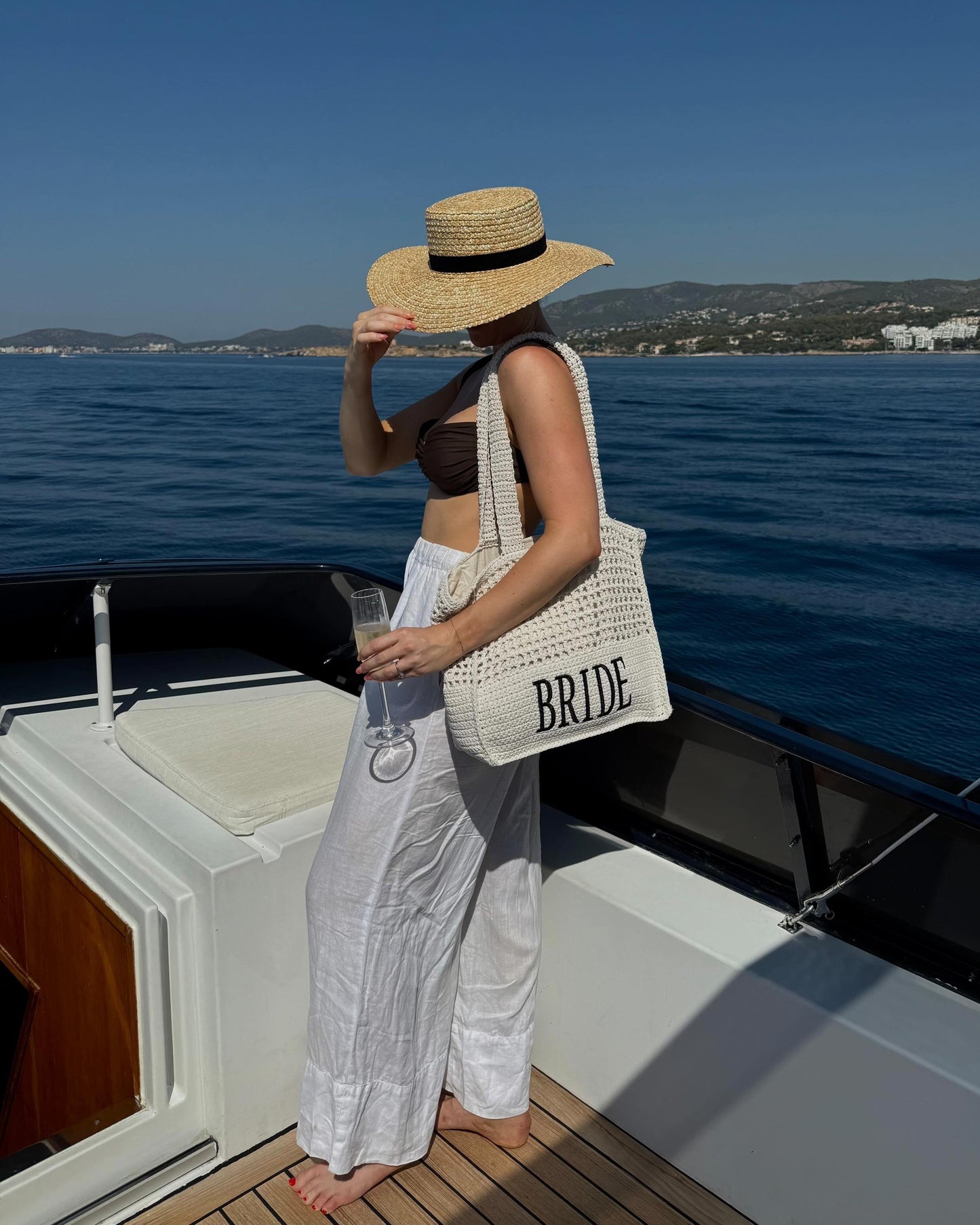 Bride Crochet Lined Tote Bag | Bridal Hen Wedding Honeymoon