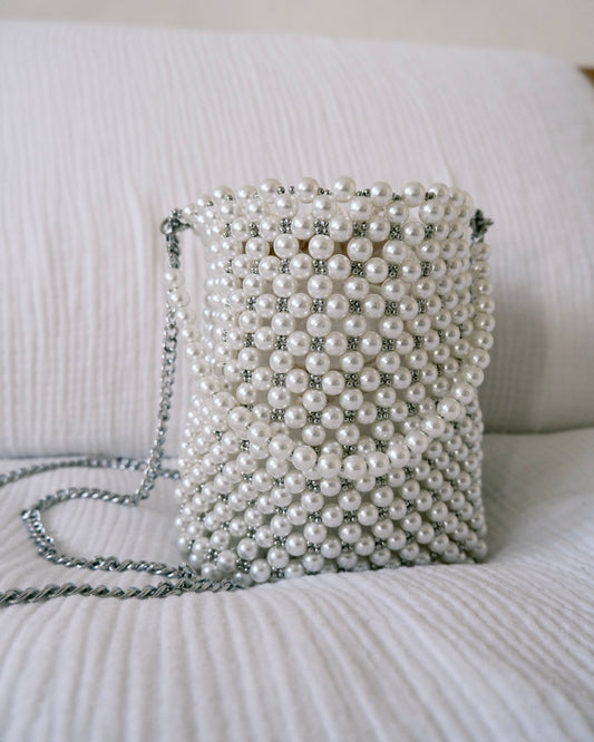 Pearl Beaded Mini Bucket Bag | Bridal Occasion Accessory