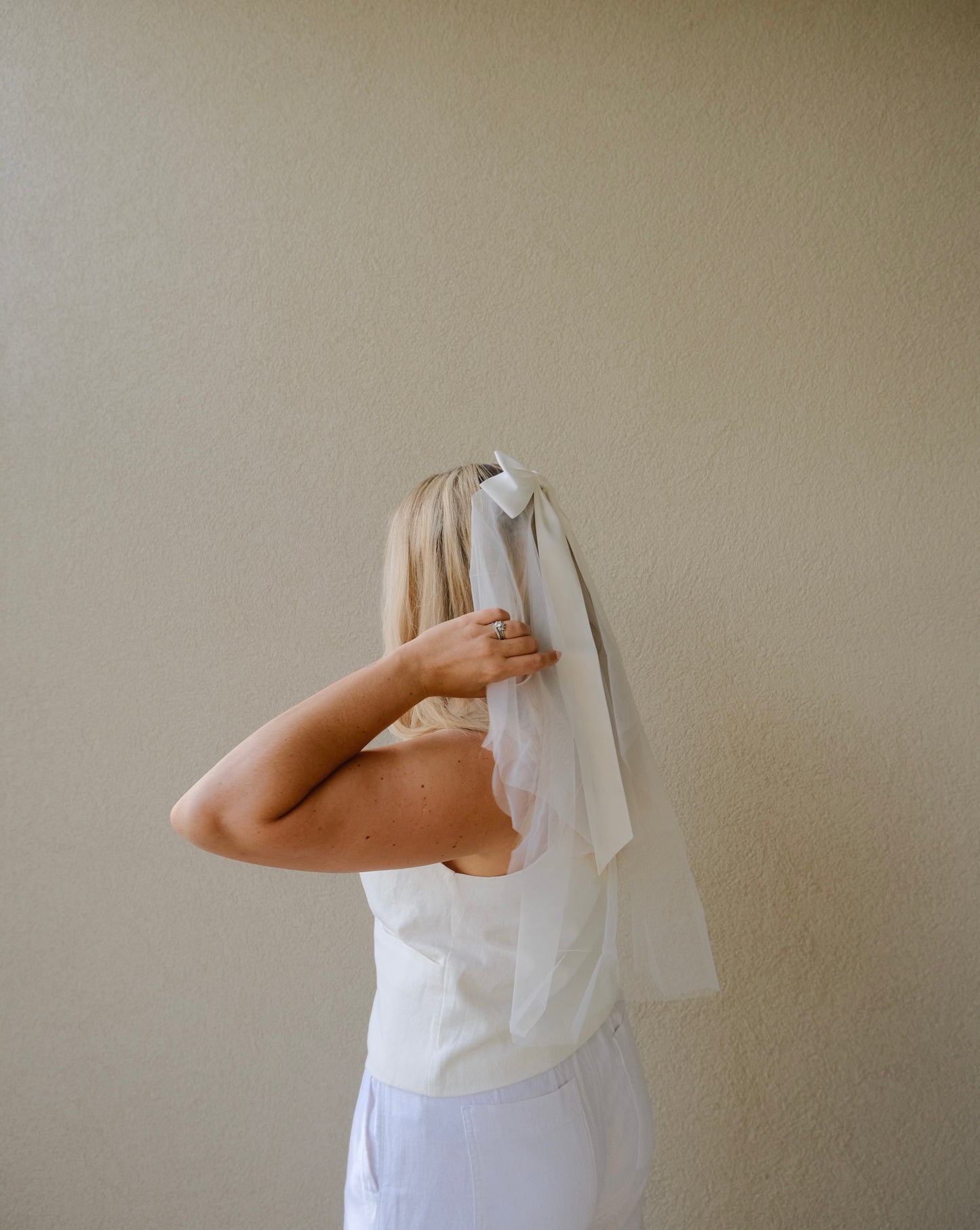 Plain Classic Ribbon Bow Veil | Bridal Hen Party Veil