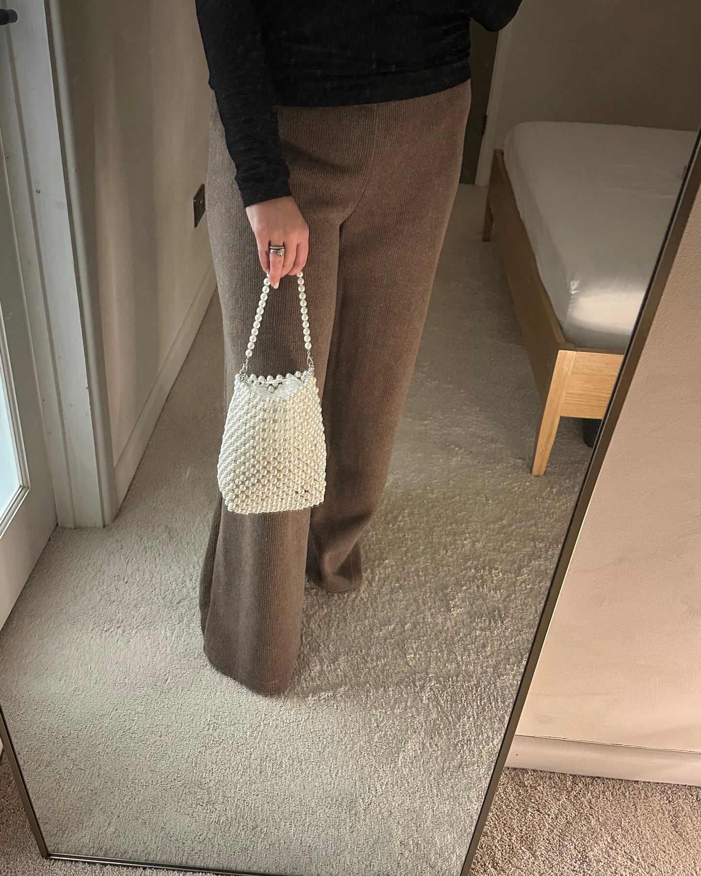 Pearl Beaded Mini Bucket Bag | Bridal Occasion Accessory