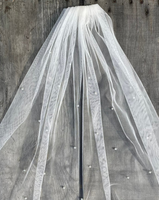 Pearl Tulle Veil | Bridal Hen Party Veil