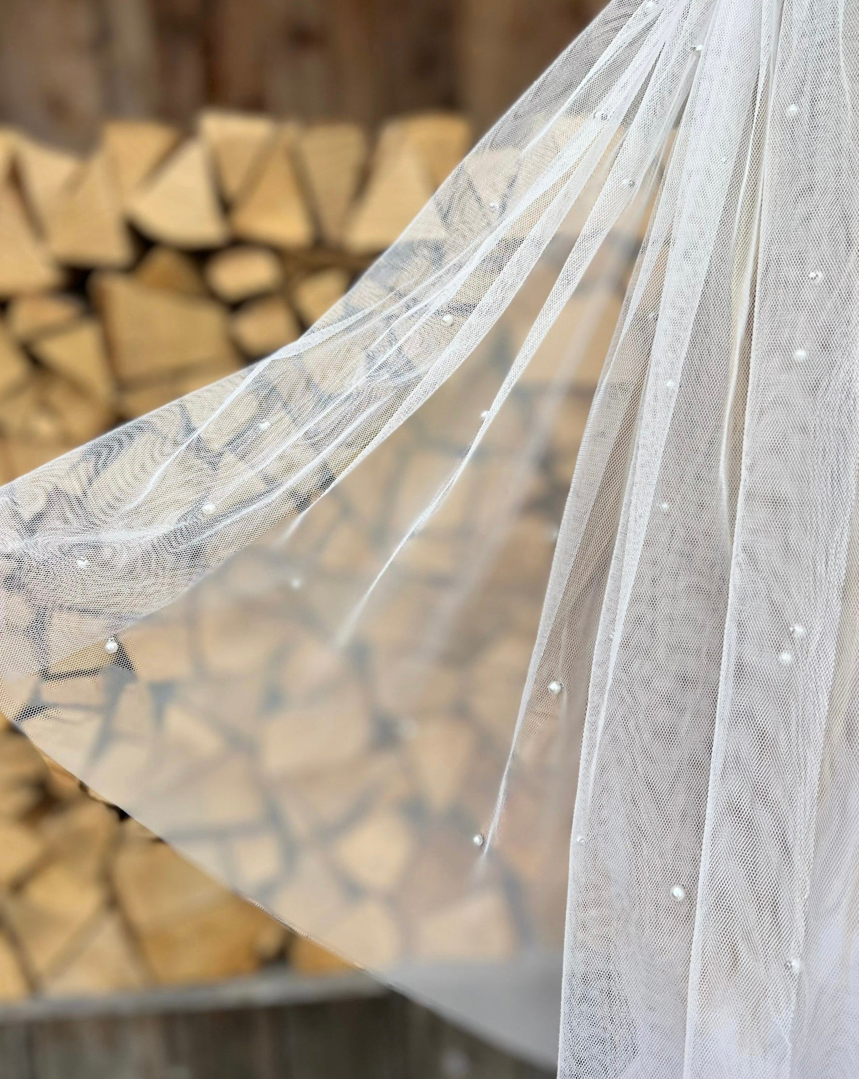 Pearl Tulle Veil | Bridal Hen Party Veil
