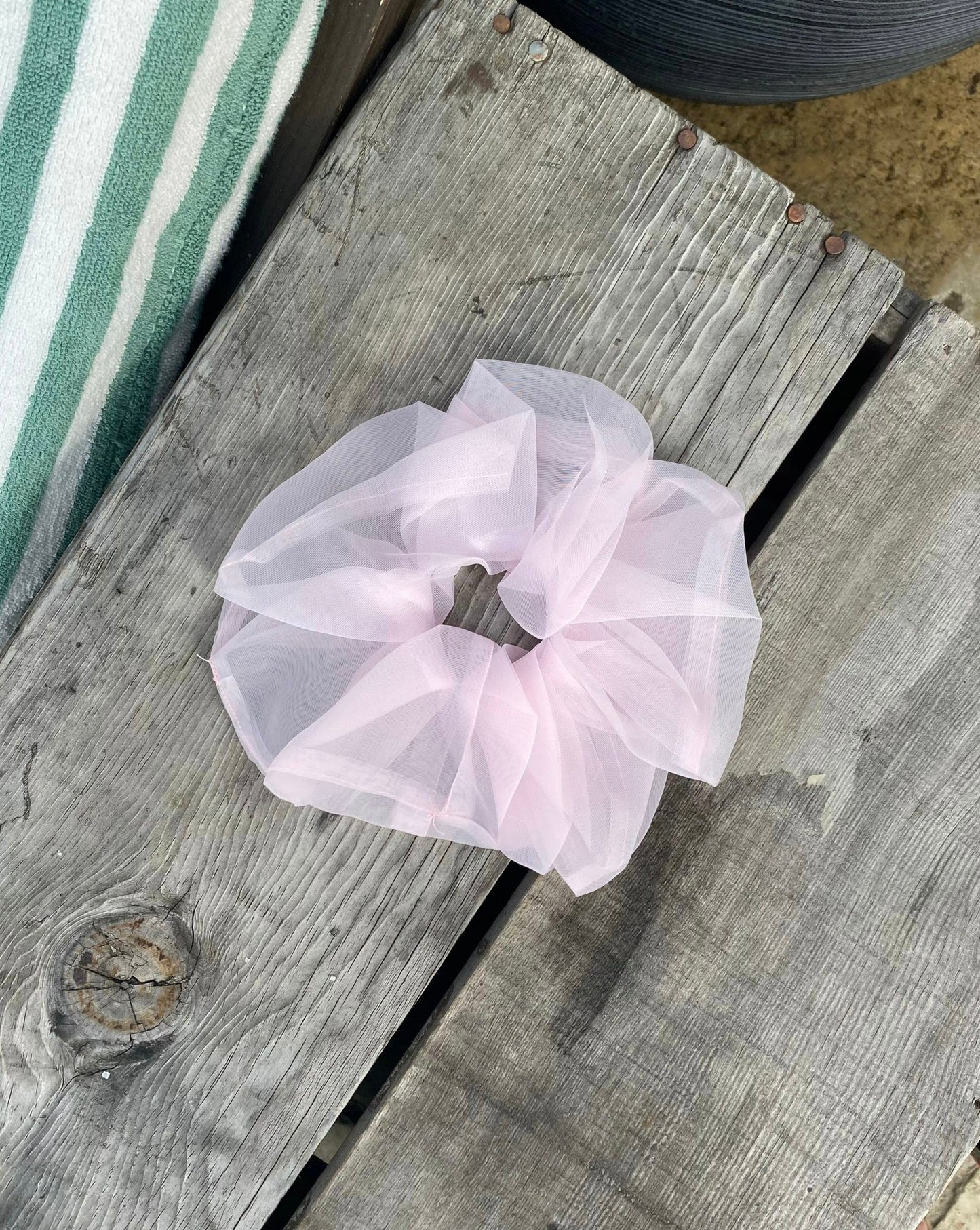 Blush Pink Tulle Hair Scrunchie | Hair Accessory | Bridesmaid