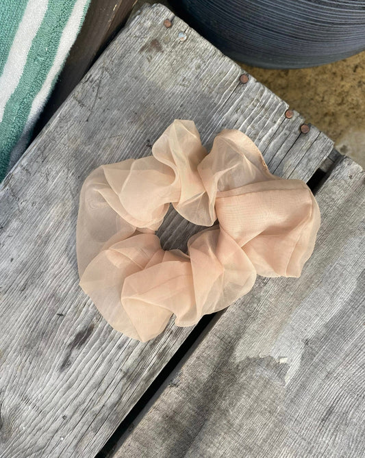 Tan Tulle Hair Scrunchie | Hair Accessory | Bridesmaid