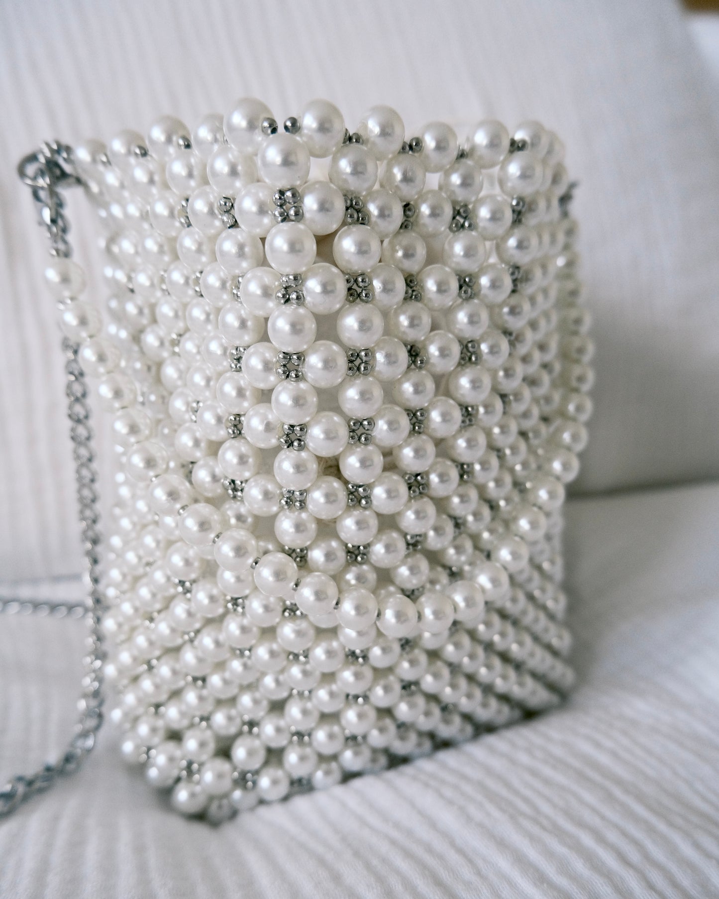 Pearl Beaded Mini Bucket Bag | Bridal Occasion Accessory