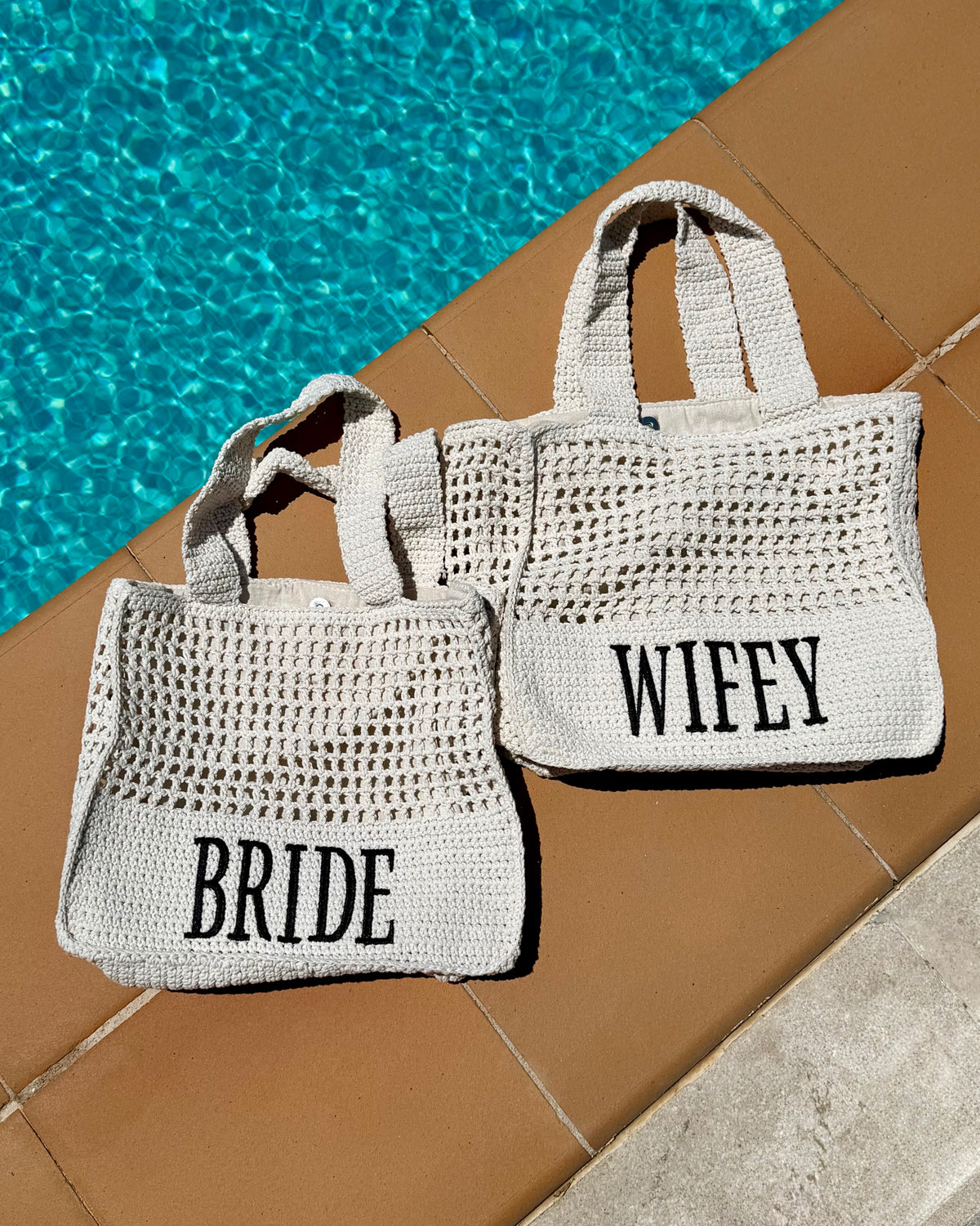 Bride Crochet Lined Tote Beach Bag | Bridal Hen Wedding Honeymoon