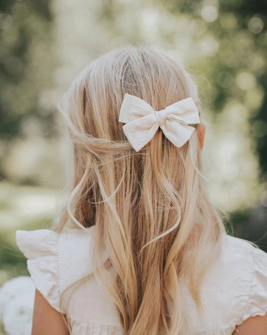 Natural Embroidered Bow | Flower Girl | Gifting