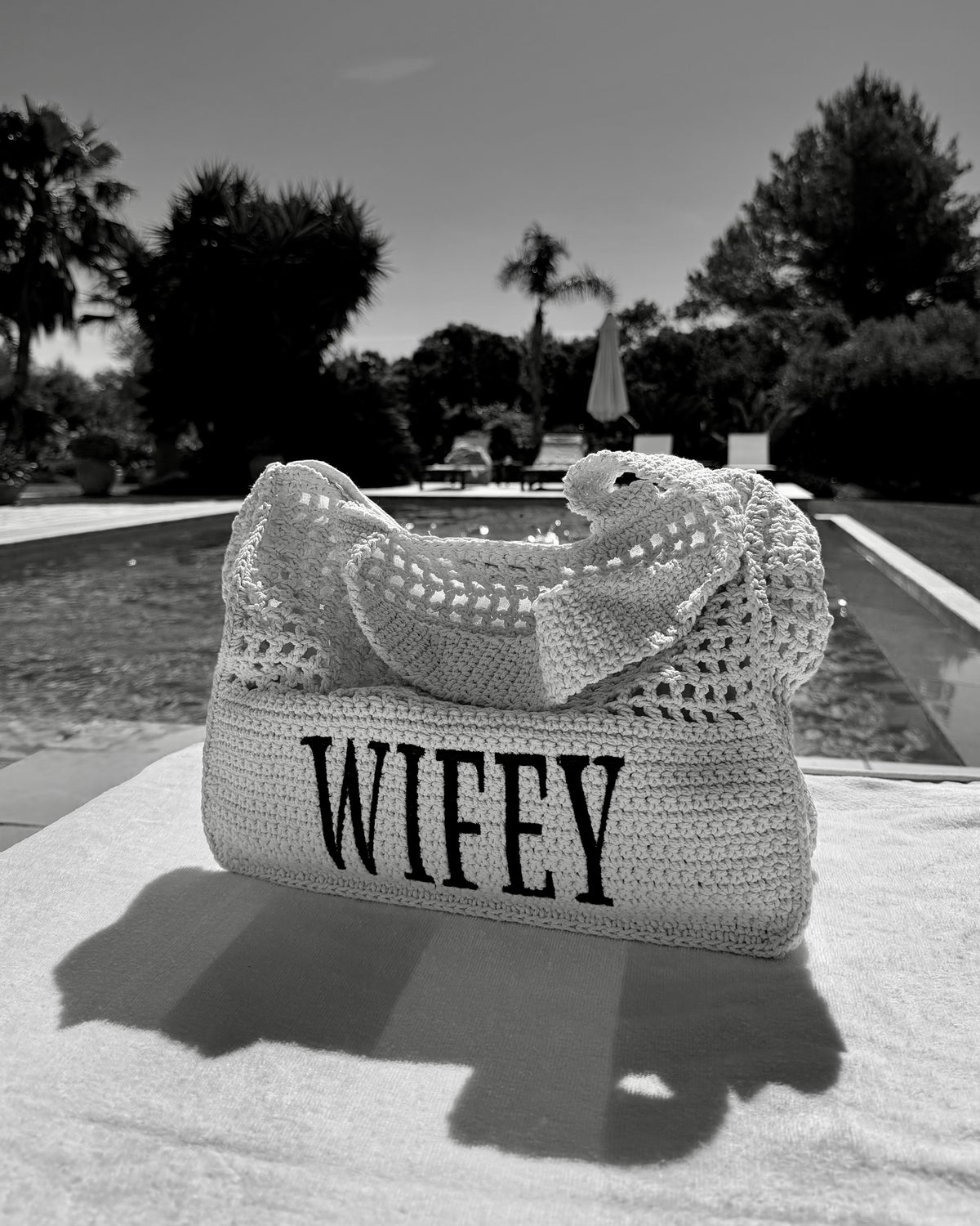 Wifey Crochet Lined Tote Beach Bag | Bridal Hen Wedding Honeymoon