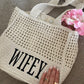 Wifey Crochet Lined Tote Bag | Bridal Hen Wedding Honeymoon
