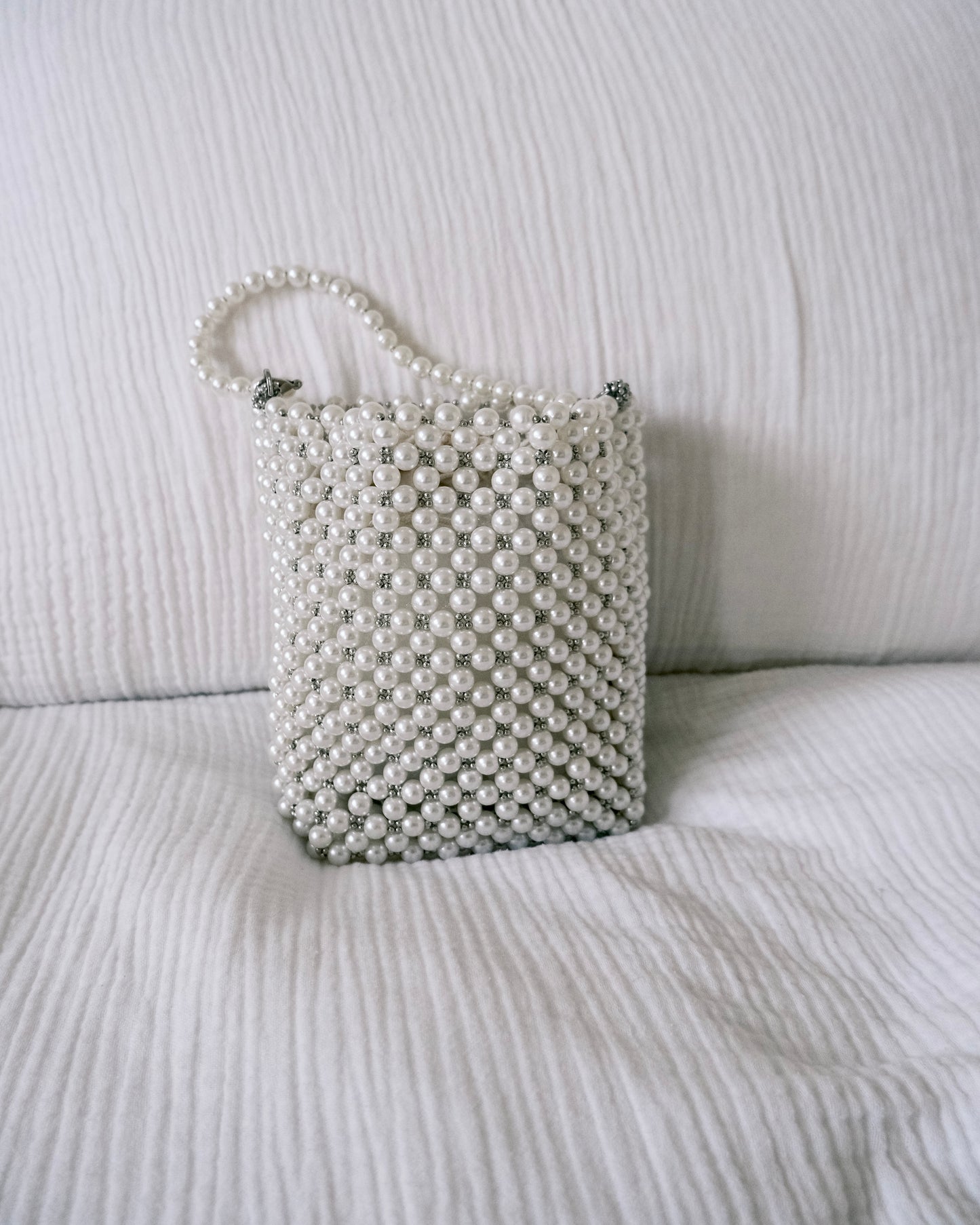 Pearl Beaded Mini Bucket Bag | Bridal Occasion Accessory