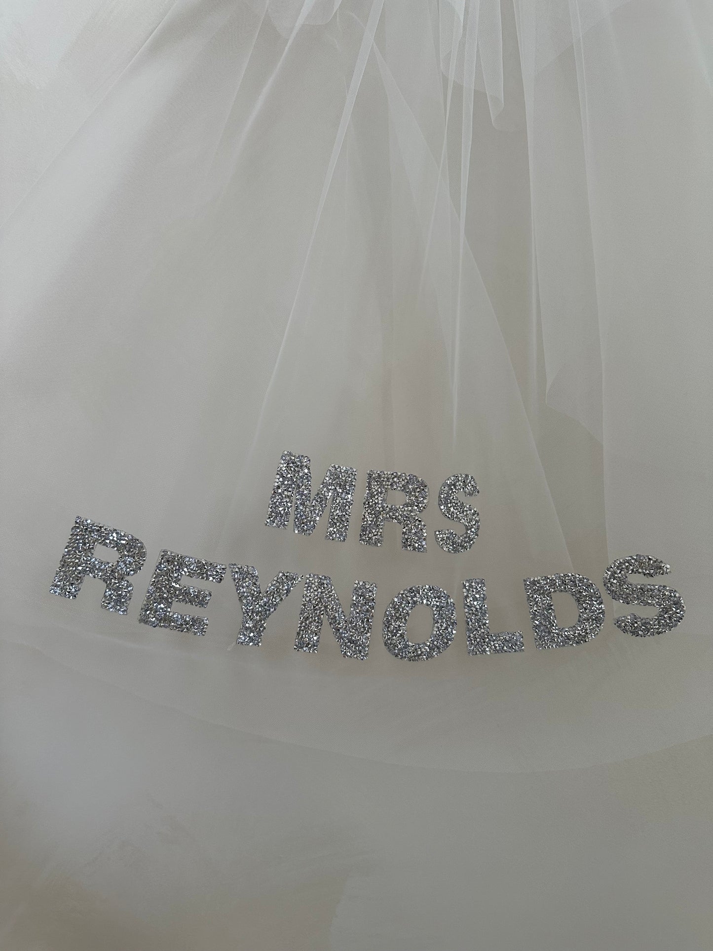 Personalised Bow Veil with Crystal Letter Embellishment | Bridal Hen Party Veil