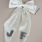 Personalised Bridal Oversized White Silk Bow With Initial Letter Embellishment | Bridal Hen Party Veil