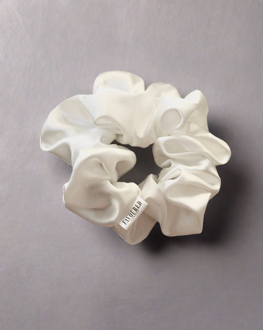 White Silk Hair Scrunchie | Hair Accessory | Bride