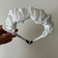 White Organza Scrunchie Ruffled Headband