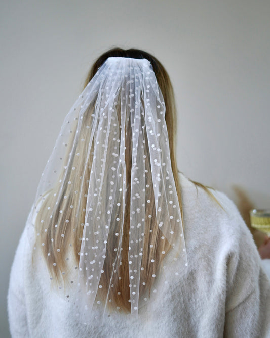 Pearl Wedding Veil, Ivory Bridal Veil, Polka Dot Veil, Tulleveil