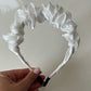 White Organza Scrunchie Ruffled Headband