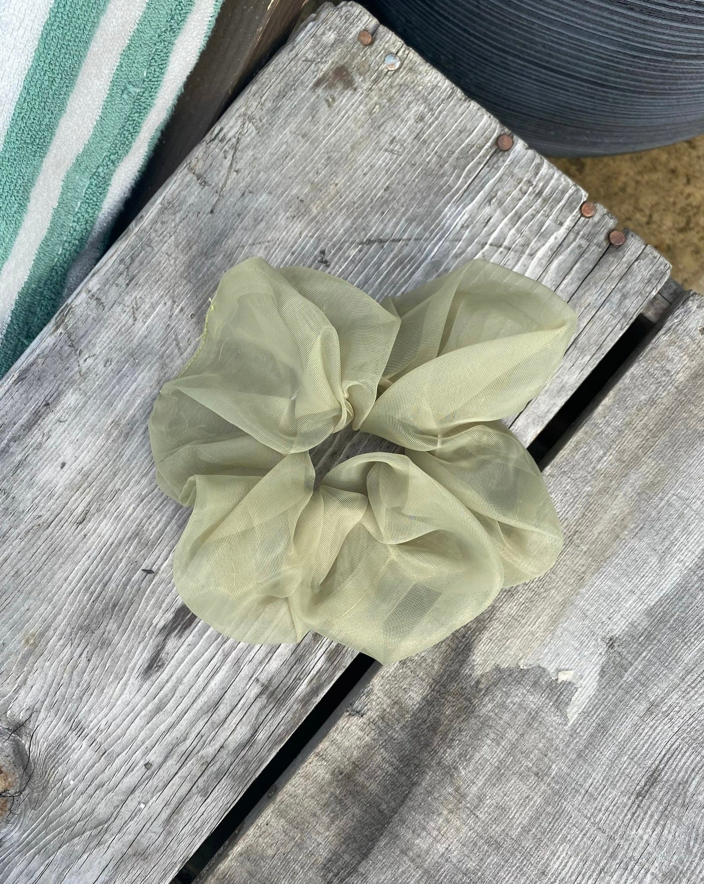 Olive Tulle Hair Scrunchie | Hair Accessory | Bridesmaid