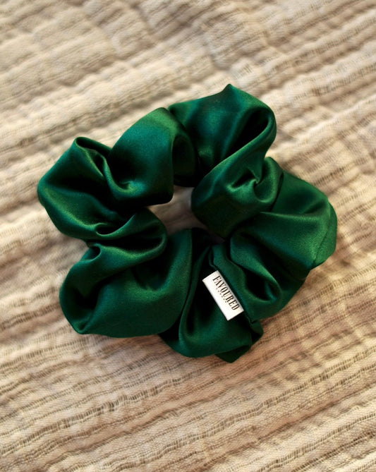Pine Green Silk Scrunchie | Hair Accessory | Bridesmaid
